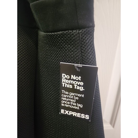 NWT Express Black Mini Dress CrossBack Mesh Textured Pleated Cocktail Size 10 - Picture 6 of 8